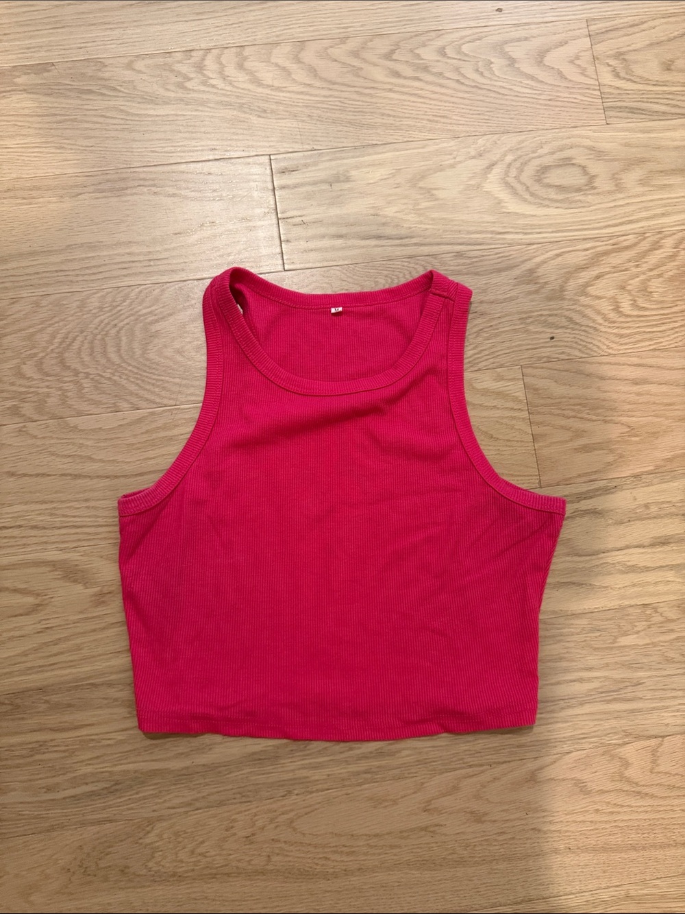 Ribbed Crop Tank Top - Hot Pink
